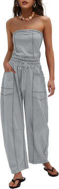 Womens Strapless Jumpsuit Off the Shoulder Romper - Versatile Style