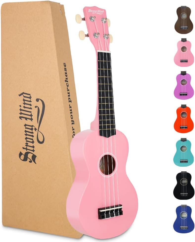 Strong Wind Soprano Ukulele 21 Inch for Beginners in Pink