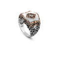 Mother of Pearl Ring for Men in 925 Sterling Silver - Shield Style