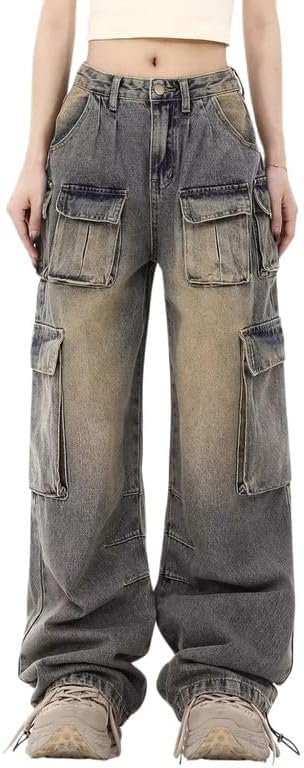 Women's Baggy Cargo Pants Low Waist Wide Leg Trendy Streetwear