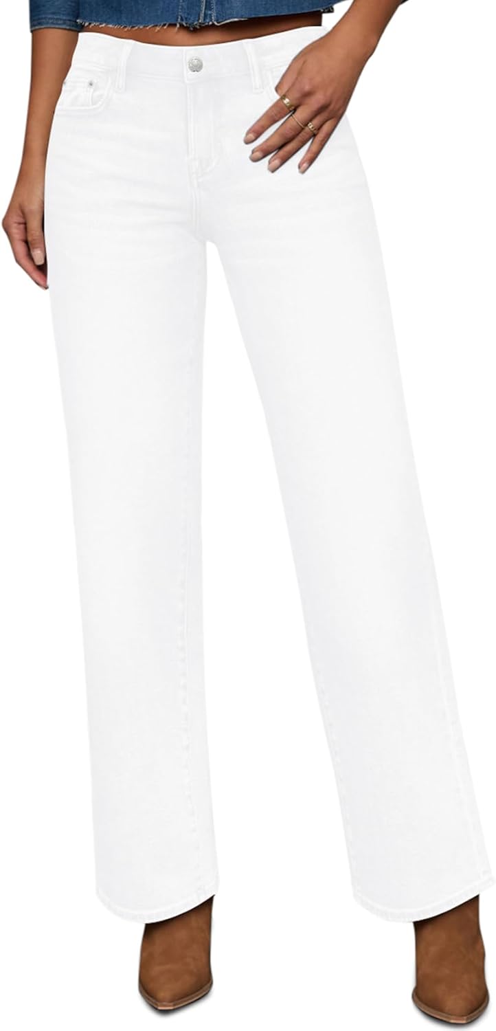 Trendy High Waisted Cropped Straight Leg Jeans for Women