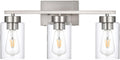 3-Light Bathroom Vanity Light Brushed Nickel Wall Sconce - Modern