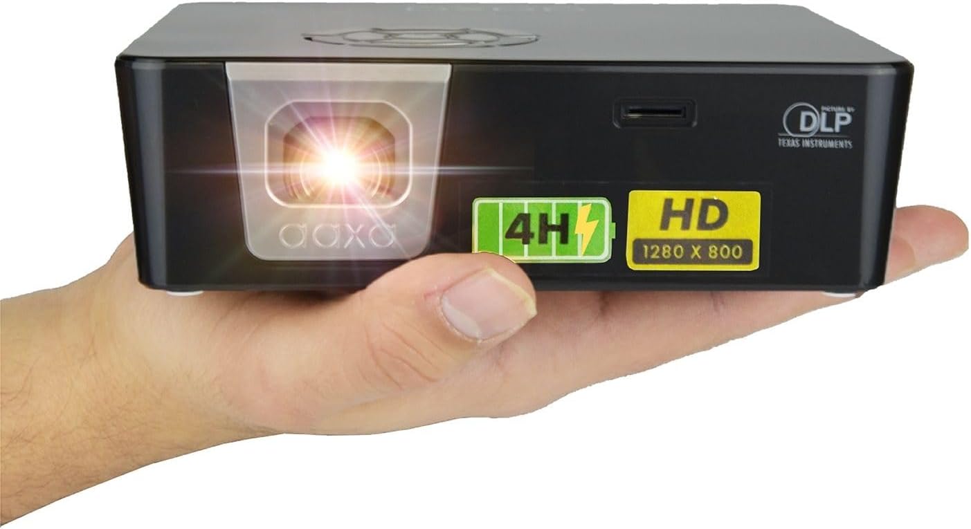 4-Hr Battery, 1000 Lumen Pico Projector by AAXA