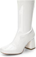 DREAM PAIRS Mid Calf Gogo Boots - Retro Square Toe Comfort