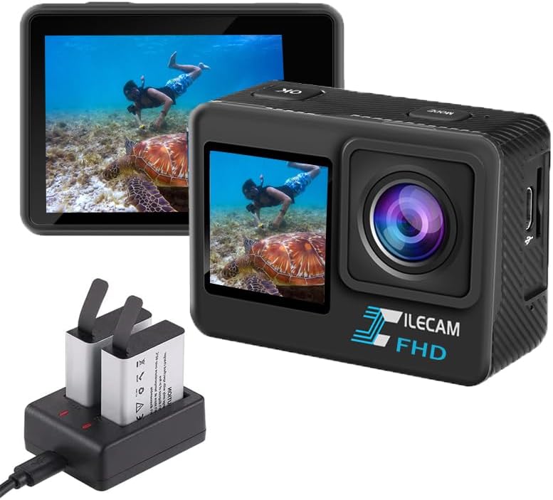 Xilecam: Dual Screen 1080P Waterproof Action Camera