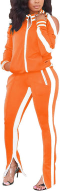 Women 2-Piece Cotton Blend Tracksuit Set - Comfortable Activewear