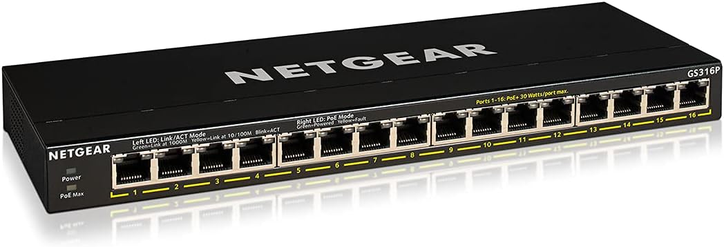 NETGEAR 16-Port PoE+ Gigabit Ethernet Switch for Easy Networking