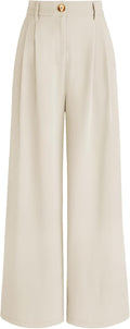 AUTOMET Women Wide Leg High Waisted Dress Pants - Breathable Work