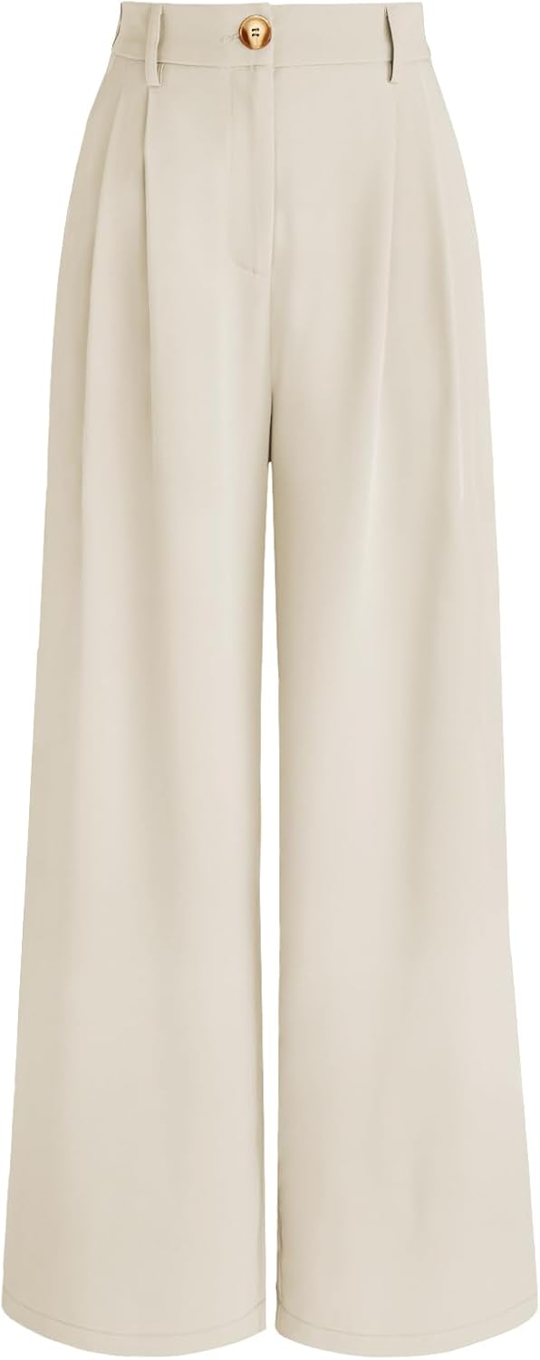 Wide Leg Dress Pants for Women - High Waisted Casual Trousers