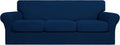 Easy-Going 4 Piece Stretch Sofa Cover for 3 Cushion Couch - Navy