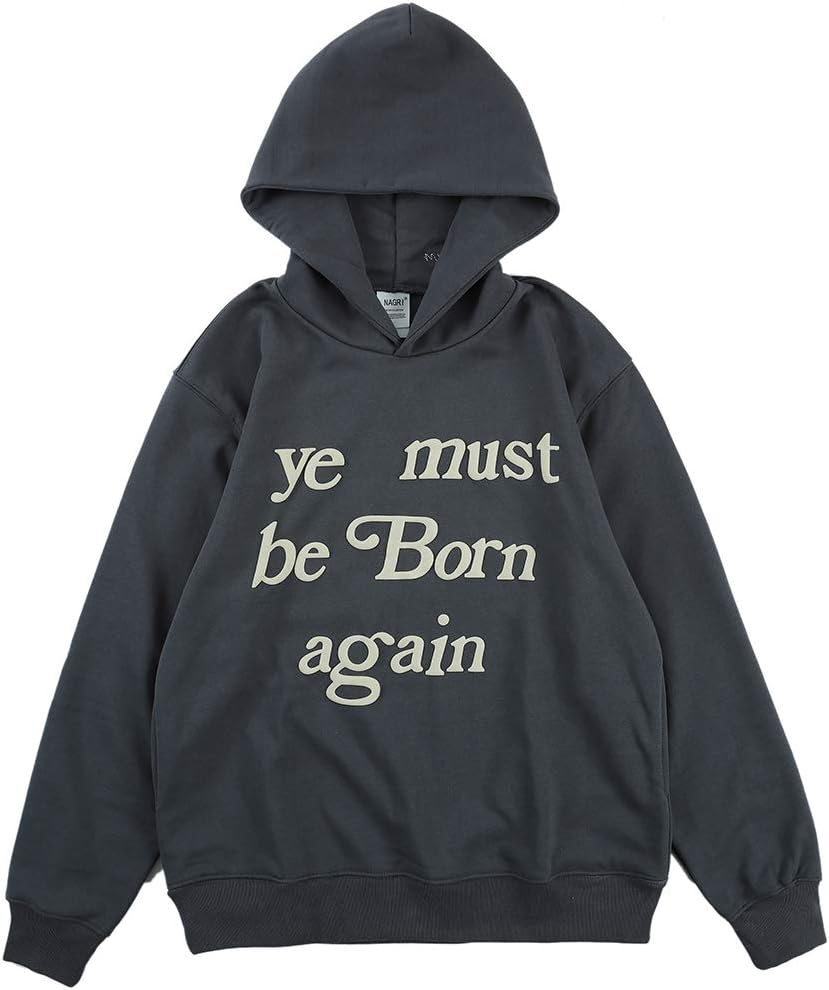 NAGRI Born Again Hoodie: Pop Graphic Print, Fashion Grey