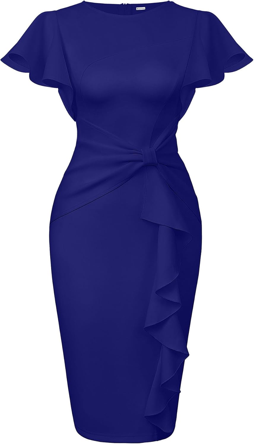 Memoriesea Women's Vintage Ruffle Peplum Cocktail Dress Review