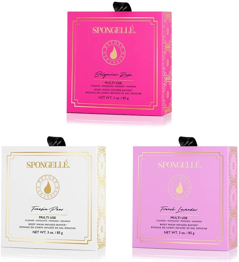 Spongelle Wild Flower Buffer Body Scrubber Bundle for Exfoliation
