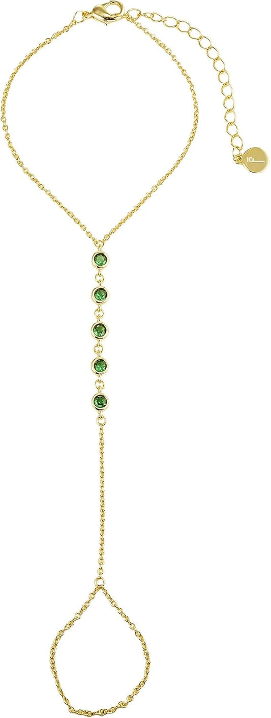 CZ Diamond Ring Bracelet Hand Chain for Women - Elegant Design