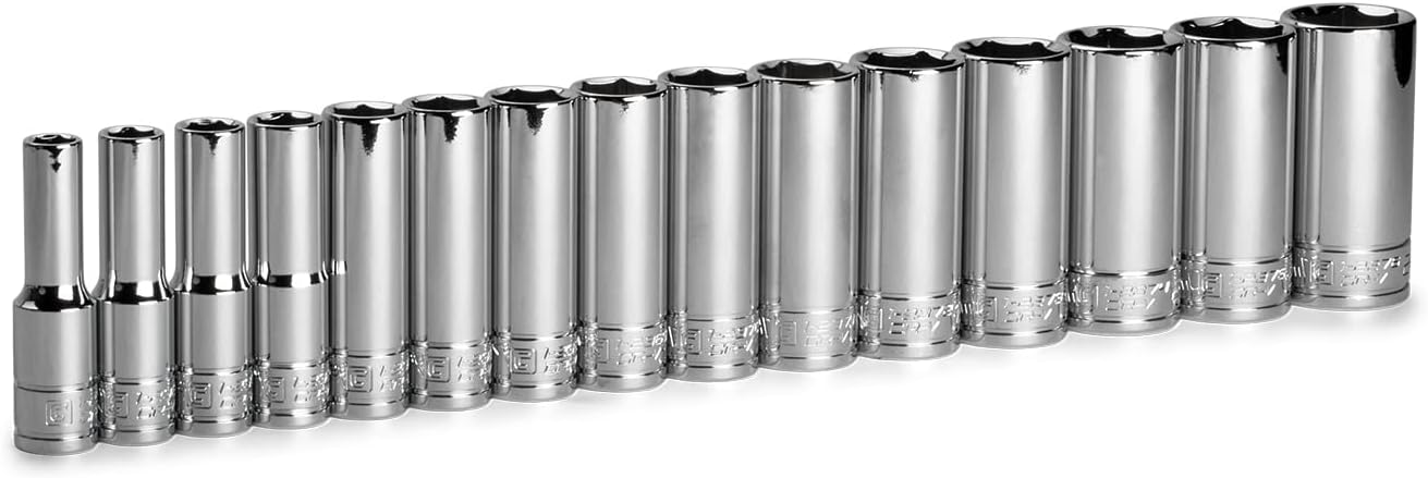 Capri Tools 3/8 in. Drive Deep Chrome Socket Set, 15-Piece