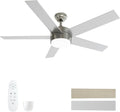 52 Inch Brushed Nickel Ceiling Fan with Light - Quiet 6-Speed Comfort