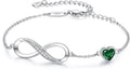 Infinity Heart Birthstone Charm Link Bracelet for Women