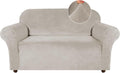 Velvet Loveseat Cover for 2 Cushion Couch - Stretch Fit, Non Slip