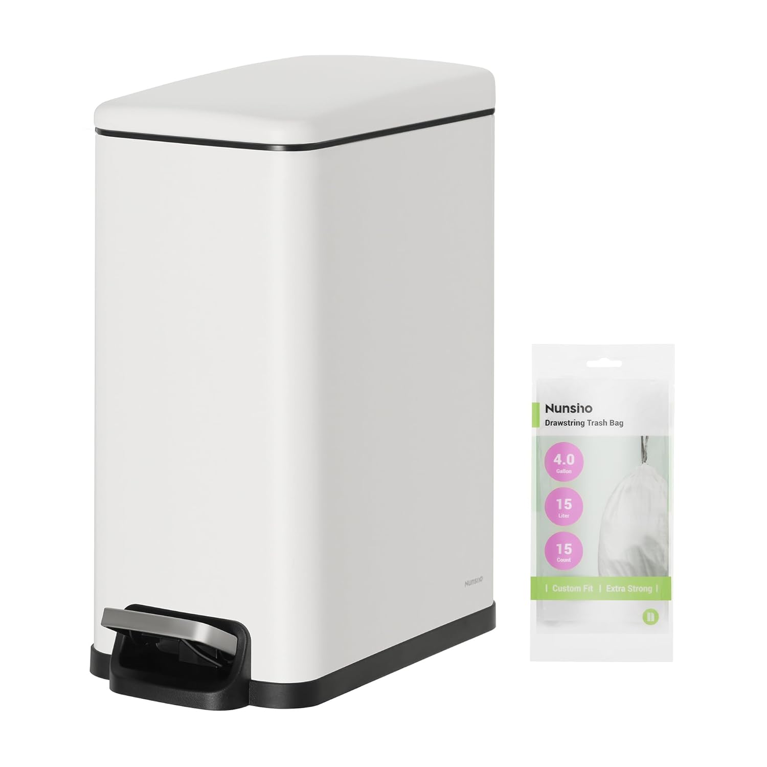 Compact 2.6 Gallon Stainless Steel Bathroom Trash Can with Lid
