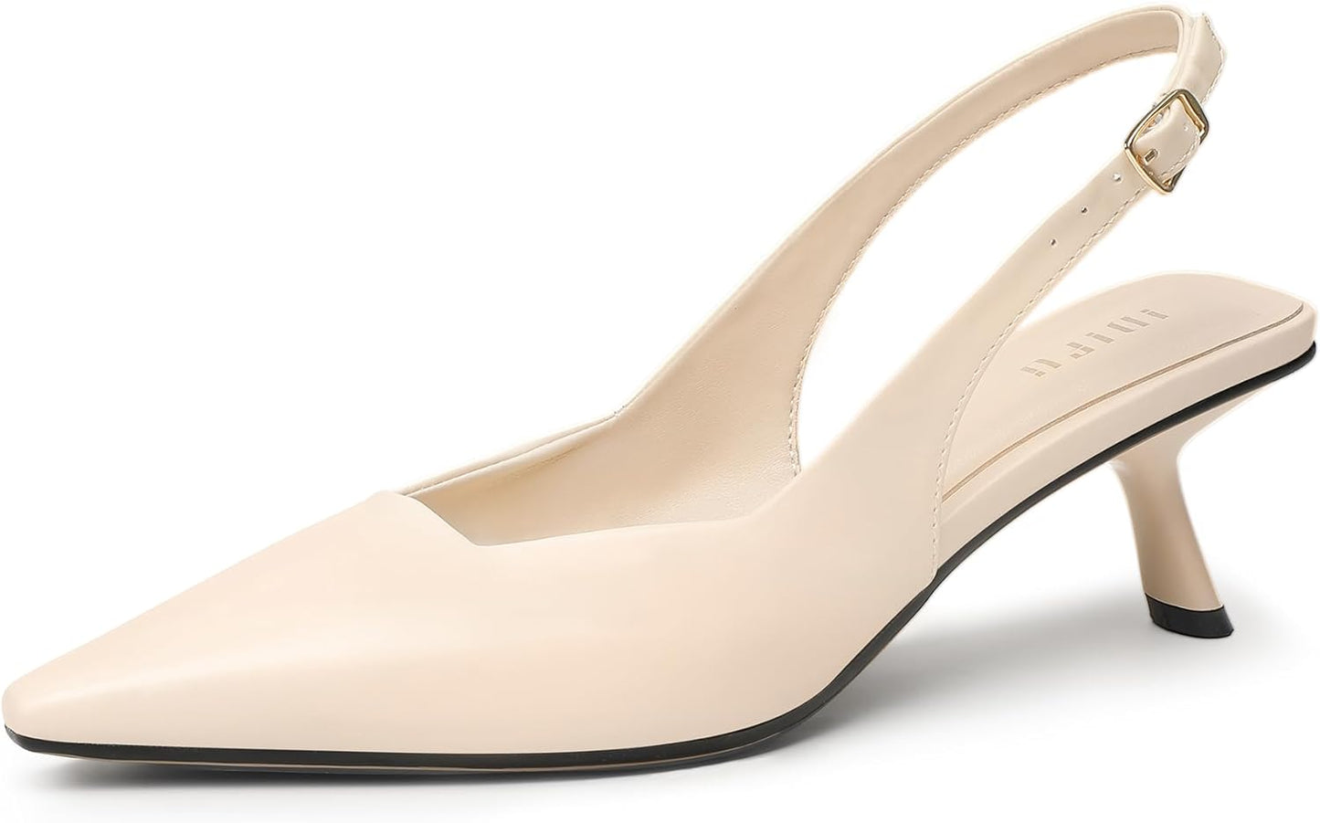 IDIFU Kitten Heels Closed Toe Slingback Pumps for Women