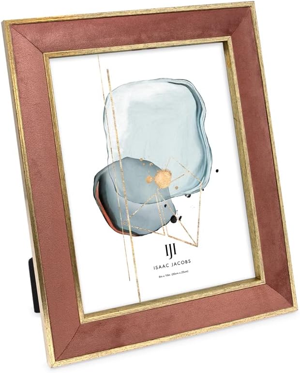 Isaac Jacobs Velvet Picture Frame with Metallic Gold Border