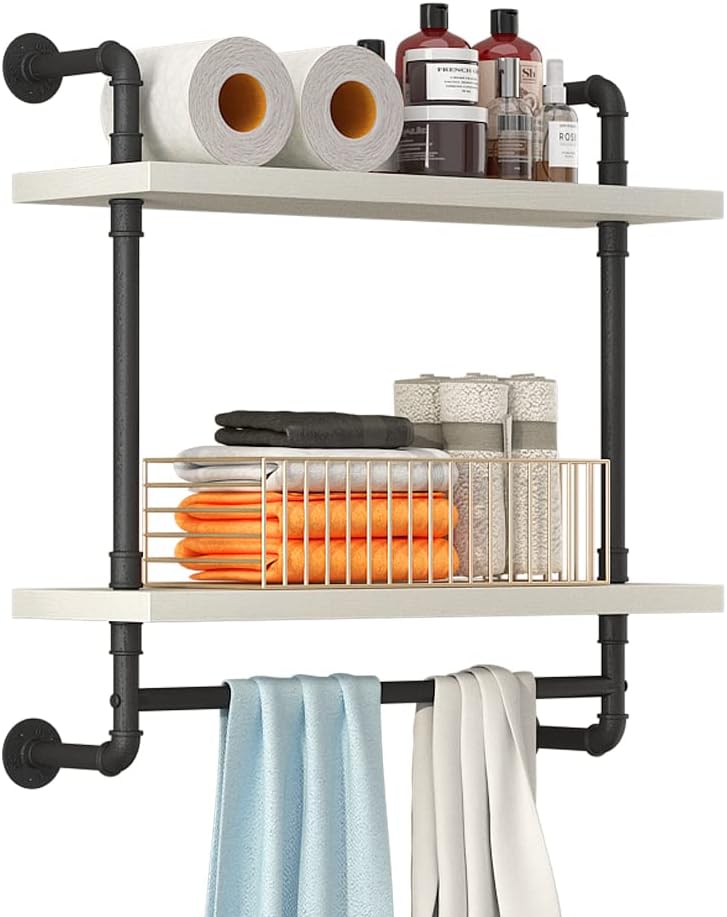 Helsin 24in Industrial Pipe Shelving for Stylish Home Storage