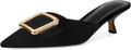 Mesh Kitten Heels Mules for Women - Comfortable Closed Pointed