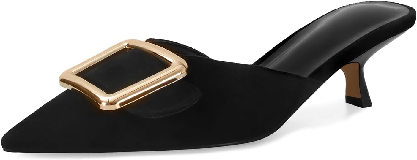 Mesh Kitten Heels Mules for Women with Stylish Comfort Design