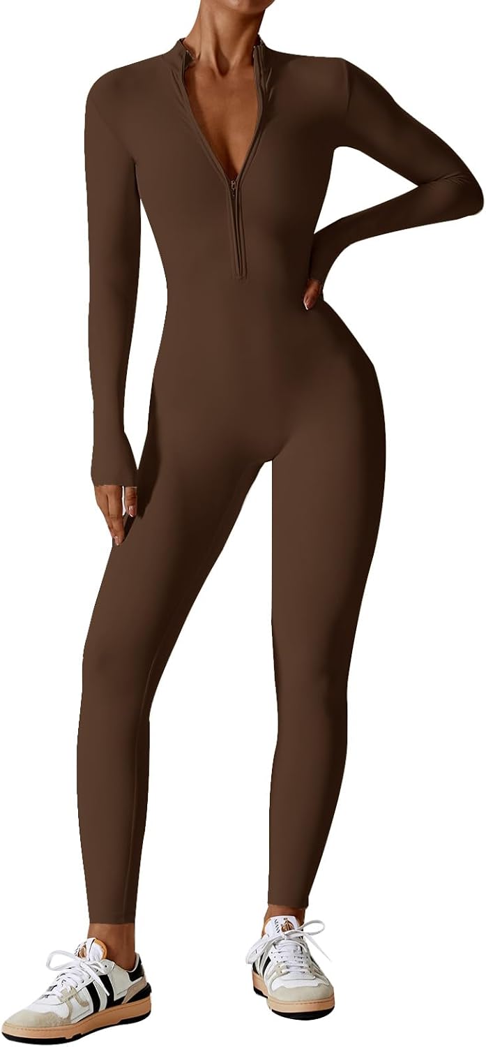ECUPPER Women Long Sleeve Bodycon Jumpsuits for Stylish Fitness