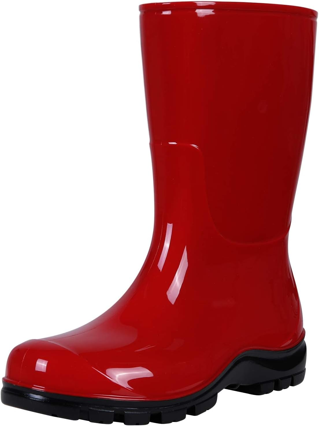 Women's Mid Calf Rain Boots - Printed Waterproof Rubber Footwear
