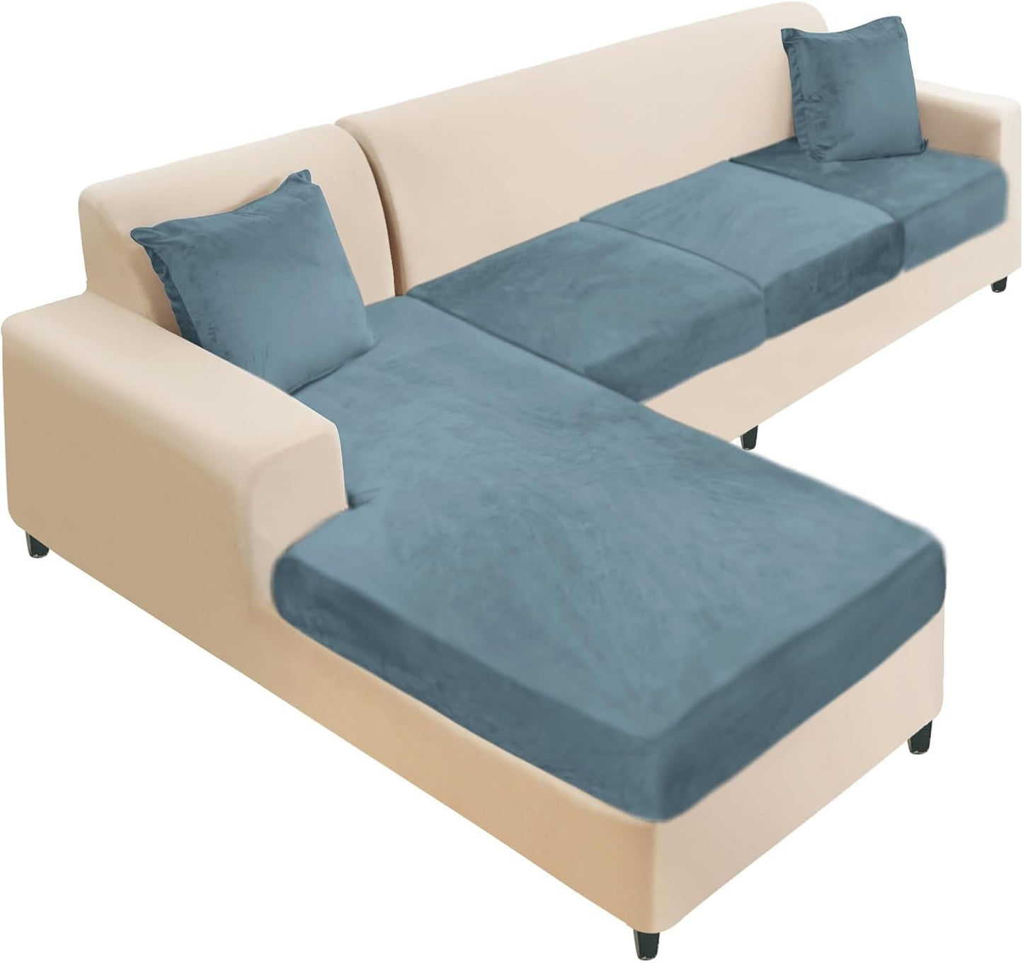 NAISI Sectional Couch Cover 4 Pieces Velvet Slipcovers for Sofa