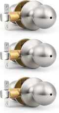 Probrico Brushed Nickel Door Knob Privacy Keyless Interior 3 Pack