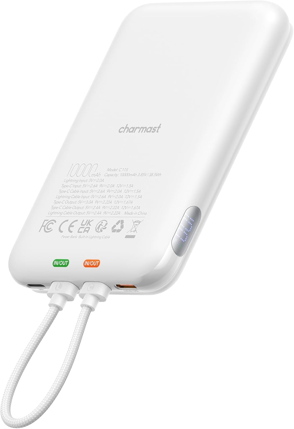 Charmast 10000mAh Fast Charge Power Bank for iPhone & Android