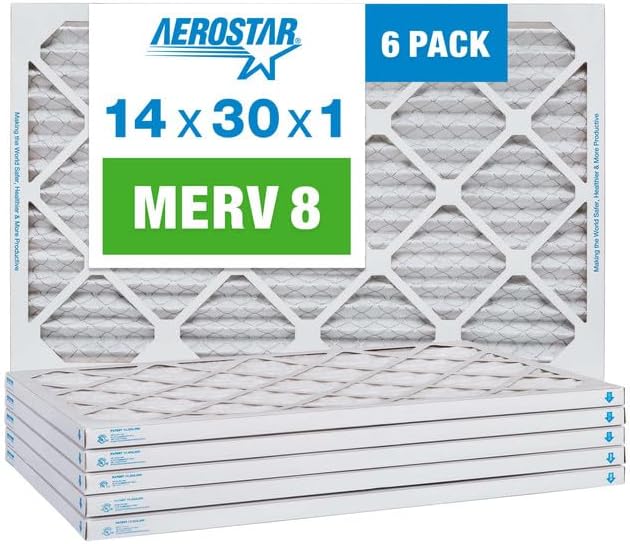 Aerostar 14x30x1 MERV 8 Pleated Air Filter for Cleaner Air