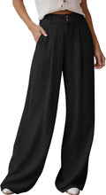 Dokotoo Womens Linen Wide Leg Pants - Casual Loose Palazzo Comfort