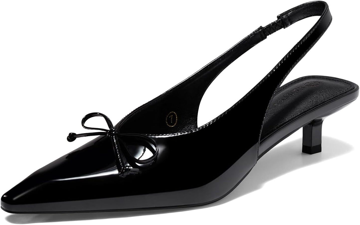 Coutgo Womens Slingback Kitten Low Heels with Bow Tie Design