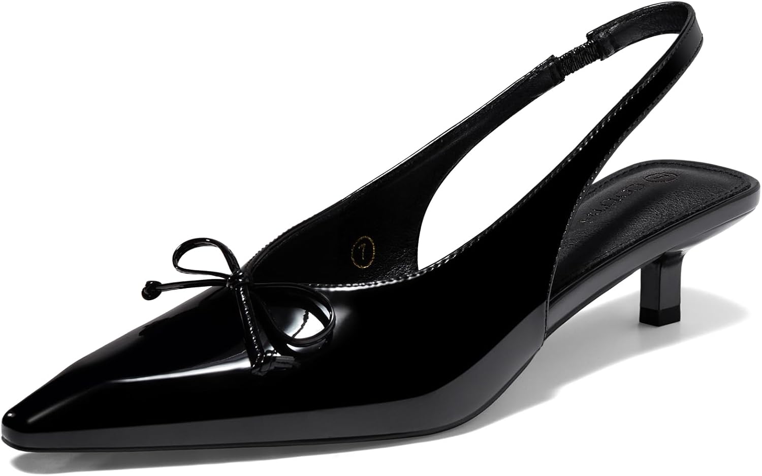 Coutgo Womens Slingback Kitten Low Heels with Bow Tie Design