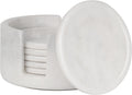 Marble Coasters Set of 6 3.5 in Round with Holder - Elegant Table