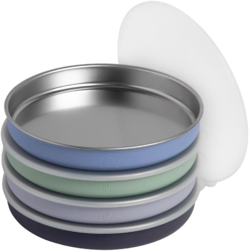 Stainless Steel Non Divided Plates for Kids by Elk and Friends