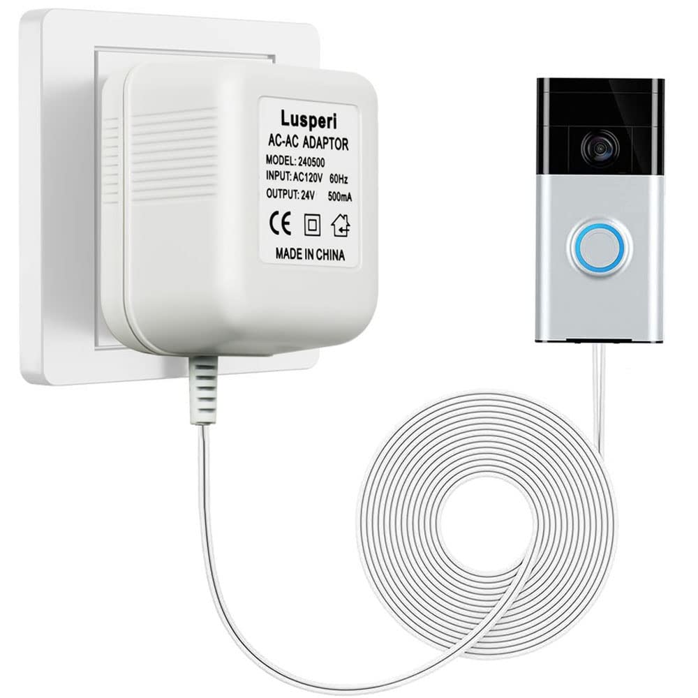 Long 19.7ft Cord Doorbell Transformer | Compatible with Ring, Nest, Wyze, Eufy | Lusperi