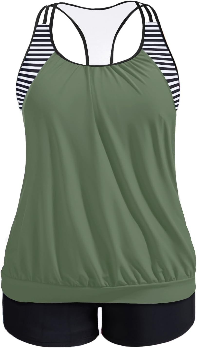 Holipick Plus Size Tankini Swimsuit for Women with Tummy Control