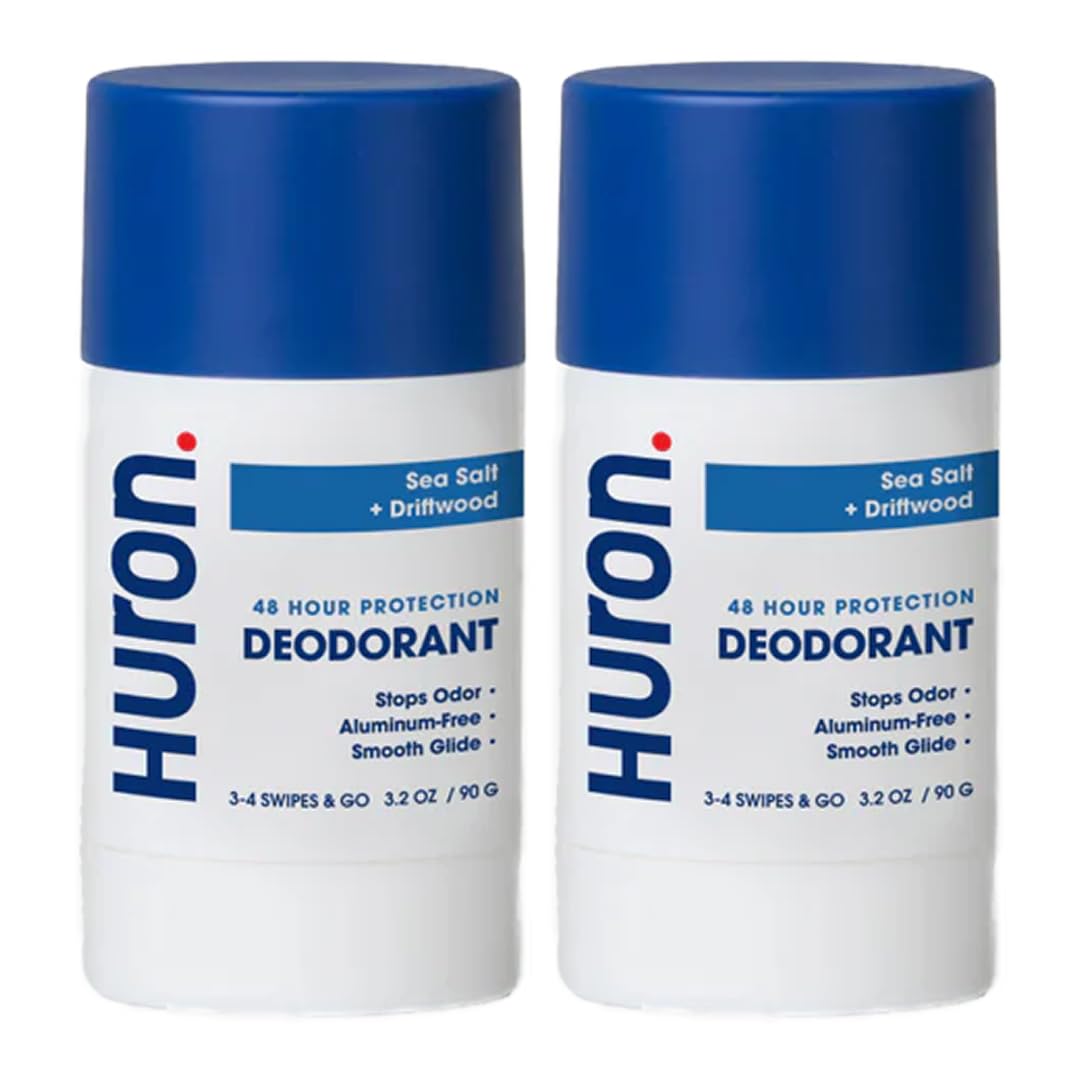 Huron Mens Deodorant for 48 Hour Odor Protection - Sea Salt