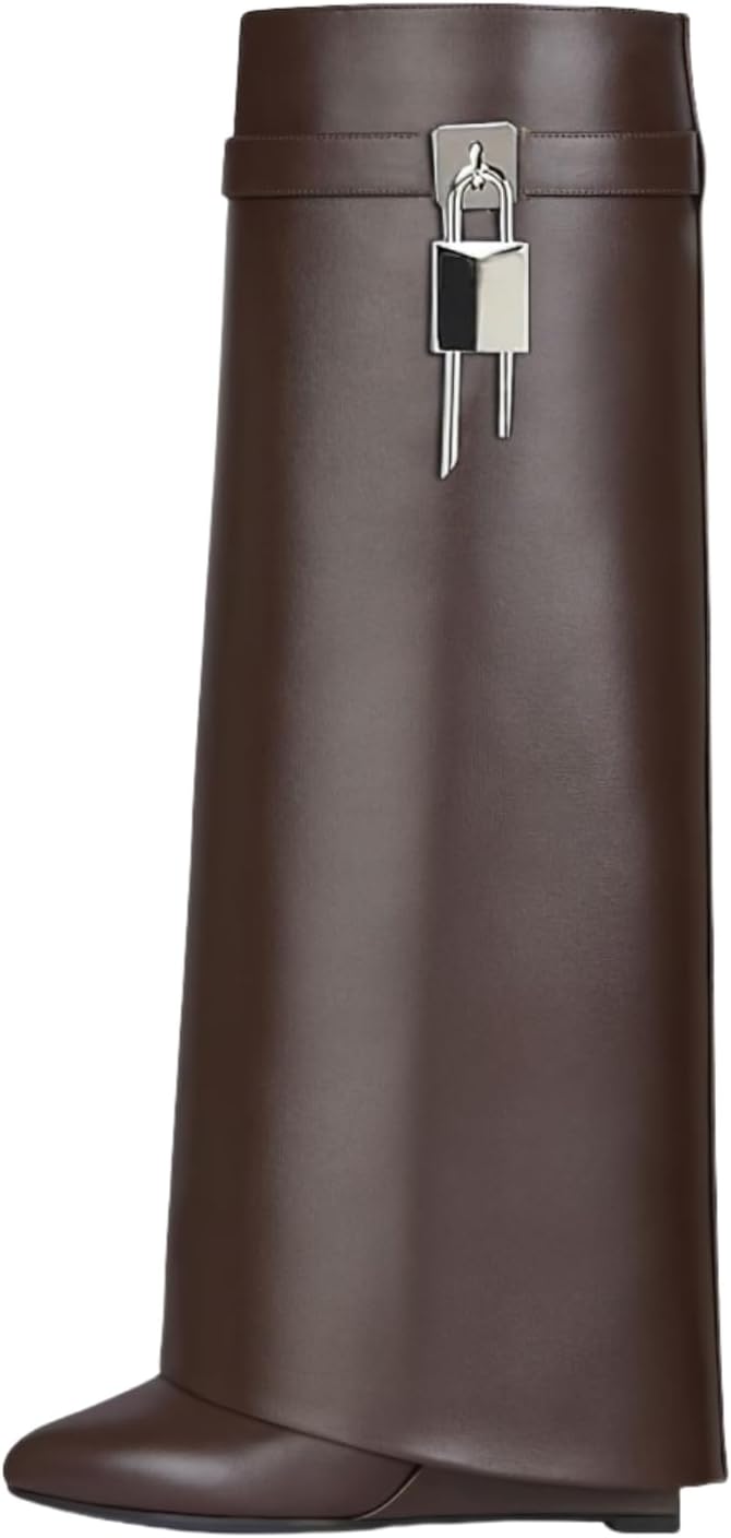 Keleimusi Fold Over Wedge Boots for Stylish Fall Looks