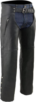 Milwaukee Leather Men's Black Prime Leather Chaps - Durable Protection