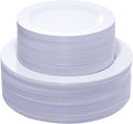 KIRE 120PCS White Plastic Plates - Heavy Duty Disposable Plates