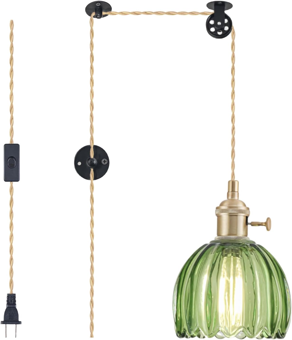 Vintage Glass Pendant Light Fixture for Kitchen and Living Room