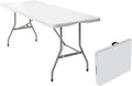 6 ft Foldable Table with Built in Handle and Steel Legs - White 1pc