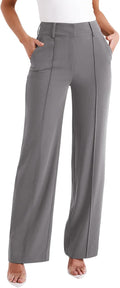 High Waisted Work Pants Wide Leg Dressy Trousers - Classic Office Fit