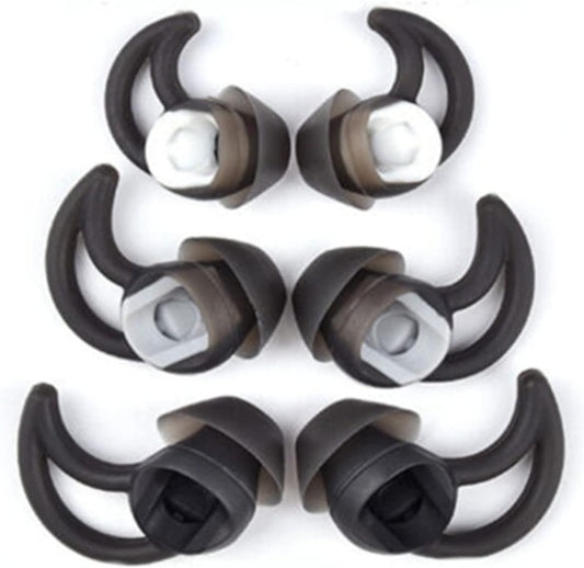 3 Pairs Black Silicone Earbud Tips Set | TAPDRA | Noise Isolation