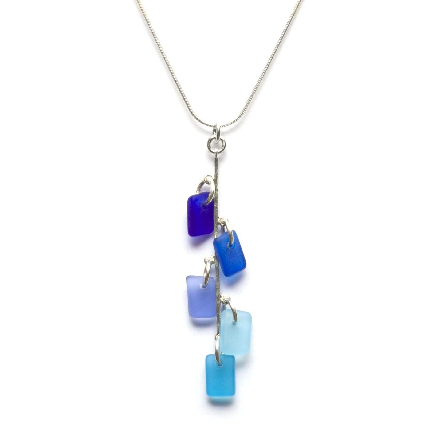 Sea Glass Avalon Pendant with 16in Snake Chain - Unique Jewelry